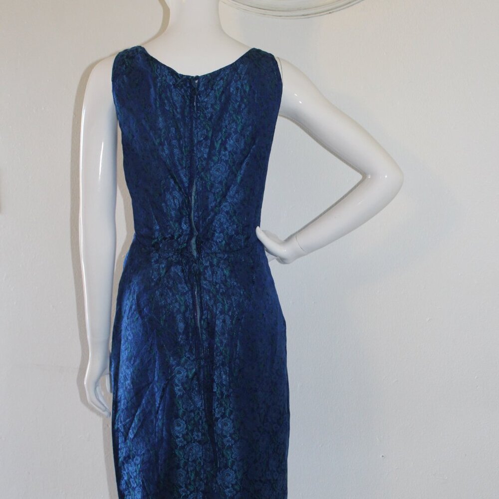 Blue Vintage 1950s Vintage Brocade Dress - Picture 7 of 9